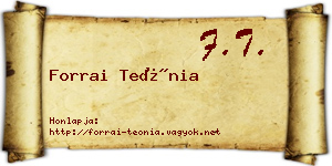 Forrai Teónia névjegykártya